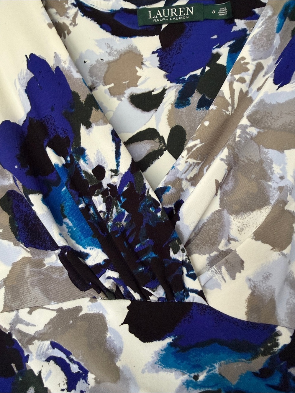 LAUREN Floral Sheath Dress in Blue and Gray - Picture 3 of 8